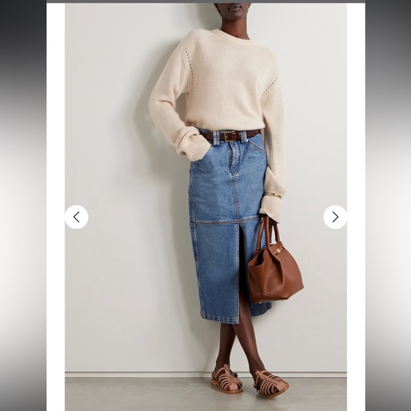 A.L.C.Alden Vegan Leather Midi Pencil Skirt Silver Metallic size 6 - Picture 4 of 17